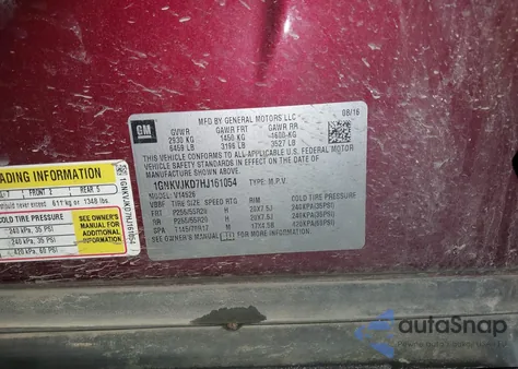 2017 Chevrolet Traverse Premier z USA, uszkodzony, nr VIN 1GNKVJKD7HJ161054